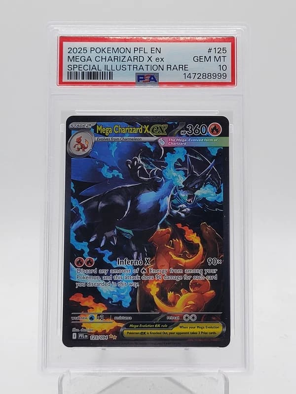 MEGA CHARIZARD X EX 2025 POKEMON PHANTASMAL FLAMES #125 SIR PSA 10 Q3963