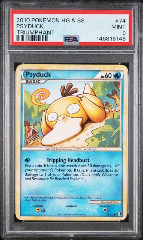 2010 POKEMON HEARTGOLD & SOULSILVER TRIUMPHANT #74 PSYDUCK PSA 9