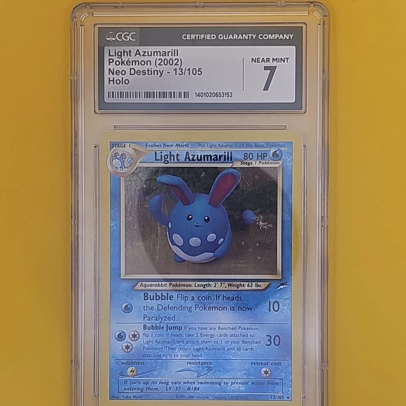 Pokemon Light Azumarill 13/105 Neo Destiny Holo Rare 2002 CGC 7 NM