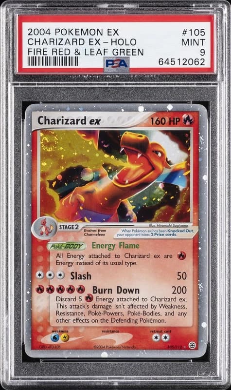 2004 POKEMON EX FIRE RED & LEAF GREEN #105 CHARIZARD EX-HOLO PSA 9