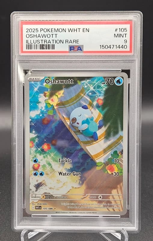2025 POKEMON WHT EN-WHITE FLARE ILLUSTRATION RARE #105 OSHAWOTT PSA 9 MINT