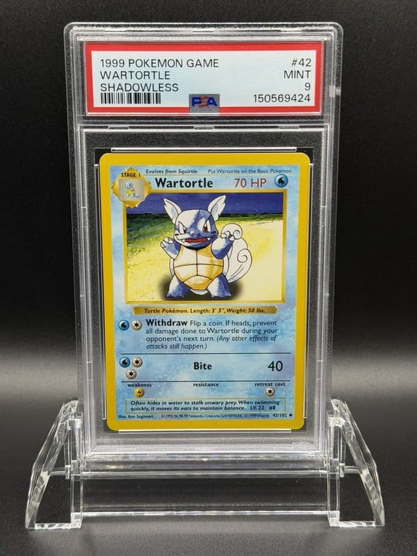 POKEMON | POKEMON GAME 1999 | SHADOWLESS #42 WARTORTLE | PSA 9