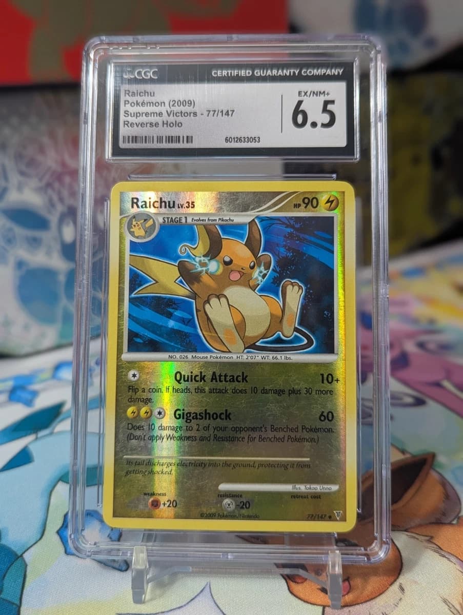 CGC 6.5 EX/NM+ - Raichu Reverse-holo Supreme Victors Pokemon 2009 77/147