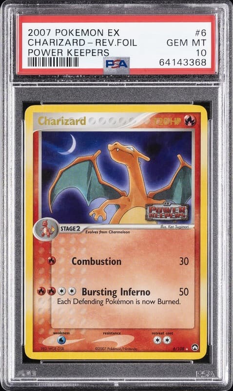 2007 POKEMON EX POWER KEEPERS #6 CHARIZARD-REVERSE FOIL PSA 10