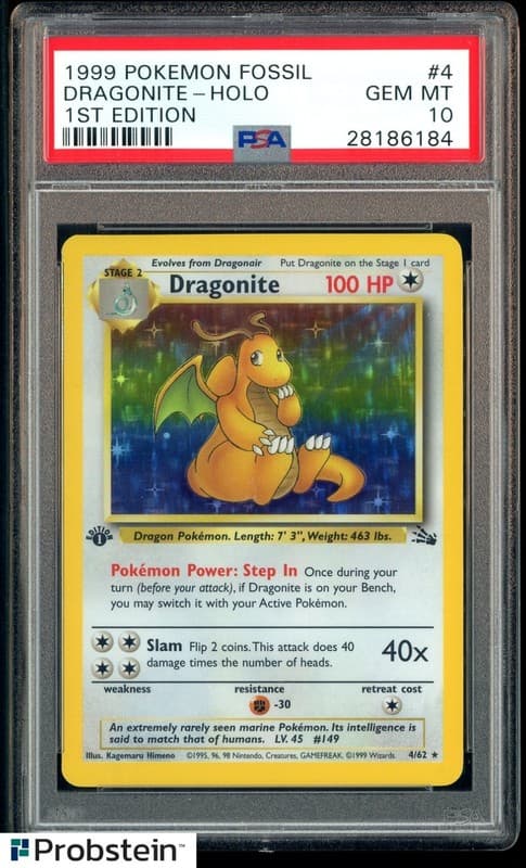 1999 Pokemon Fossil 1st Edition #4 Dragonite Holo PSA 10 GEM MINT