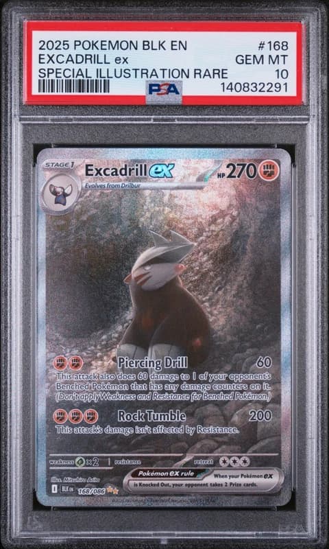 2025 POKEMON BLACK BOLT SPECIAL ILLUSTRATION RARE #168 EXCADRILL EX PSA 10