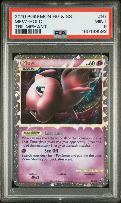 2010 POKEMON HEARTGOLD & SOULSILVER TRIUMPHANT #97 MEW-HOLO PSA 9