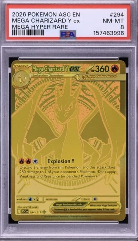 2026 POKEMON ASCENDED HEROES #294/217 MEGA CHARIZARD Y EX HYPER RARE PSA 9