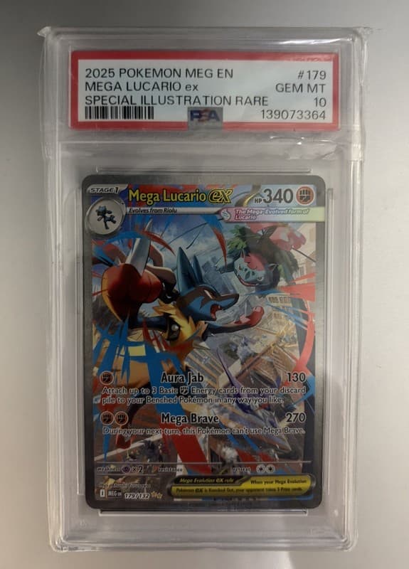 2025 POKEMON MEGA EVOLUTION SPECIAL ILLUSTRATION RARE MEGA LUCARIO EX PSA 10
