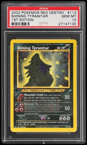 2002 Pokemon Neo Destiny 1st Edition Shining Tyranitar #113