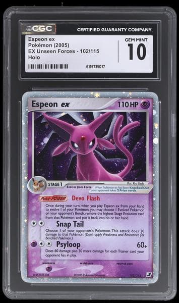 2005 Pokemon Ex Unseen Forces Holo Espeon Ex #102
