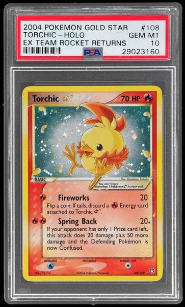 2004 Pokemon Ex Team Rocket Returns Holo Torchic Gold Star #108