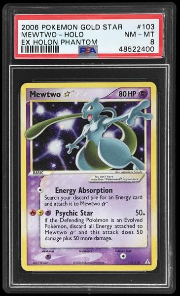 2006 Pokemon Ex Holon Phantoms Holo Mewtwo Gold Star #103