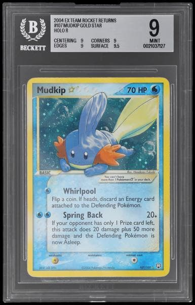2004 Pokemon Ex Team Rocket Returns Gold Star Holo Mudkip #107