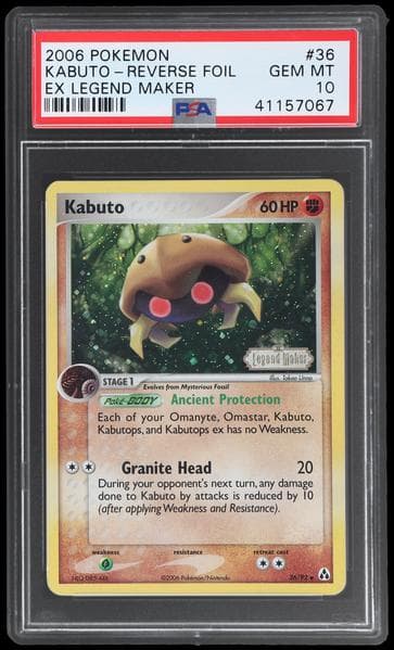 2006 Pokemon Ex Legend Maker Reverse Holo Kabuto #36