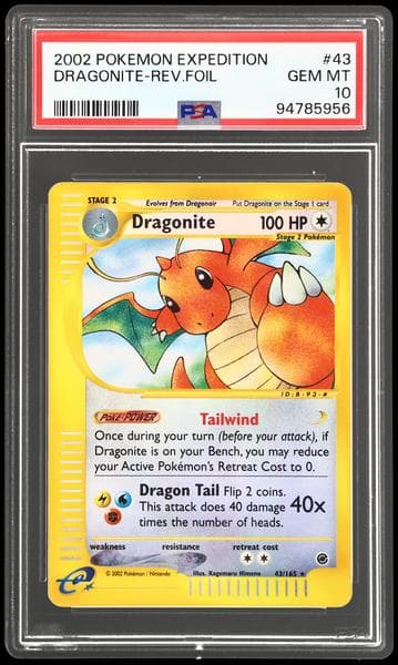 2002 Pokemon Expedition Reverse Holo Dragonite #43