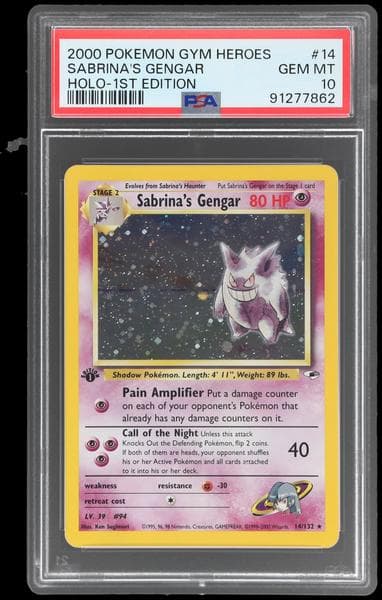 2000 Pokemon Gym Heroes 1st Edition Holo Sabrina's Gengar #14