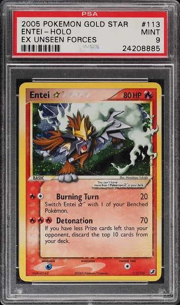 2005 Pokemon Ex Unseen Forces Holo Entei Gold Star #113