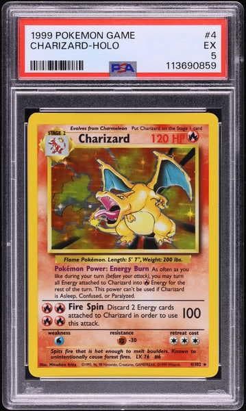1999 Pokemon Base Set Holo Charizard #4 PSA 5 EX