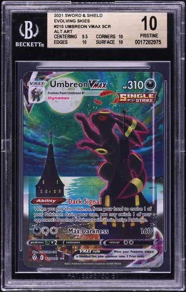 2021 Pokemon Sword & Shield Evolving Skies Alt Art Umbreon VMAX #215 BGS 10 PRISTINE