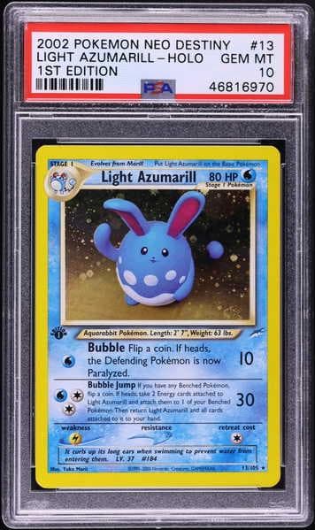2002 Pokemon Neo Destiny 1st Edition Holo Light Azumarill #13 PSA 10 GEM MINT