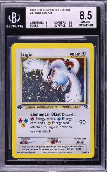 2000 Pokemon Neo Genesis 1st Edition Holo Lugia #9 BGS 8.5 NM-MT+