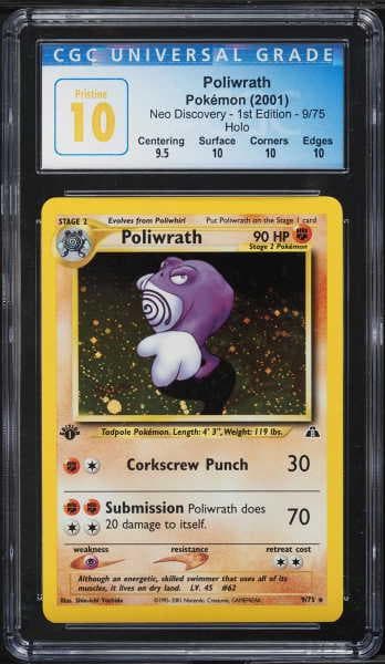 2001 Pokemon Neo Discovery 1st Edition Holo Poliwrath #9 CGC 10 PRISTINE