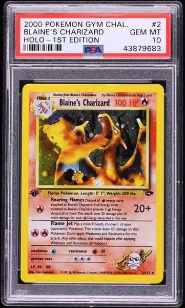 2000 Pokemon Gym Challenge 1st Edition Holo Blaine's Charizard #2 PSA 10 GEM MINT