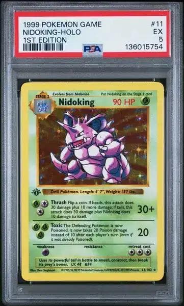 1999 POKEMON GAME NIDOKING-HOLO #11 1ST EDITION PSA 5