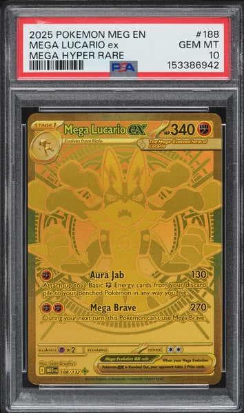 2025 Pokemon Mega Evolution Mega Hyper Rare Mega Lucario Ex #188