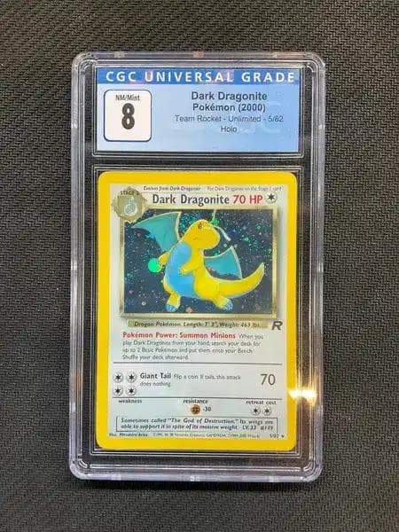 2000 Pokemon Team Rocket Dark Dragonite Holo 5 CGC 8