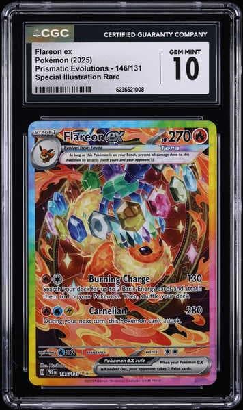 2025 Pokemon Scarlet & Violet Prismatic Evolutions SIR Flareon EX #146 CGC 10 GEM MINT