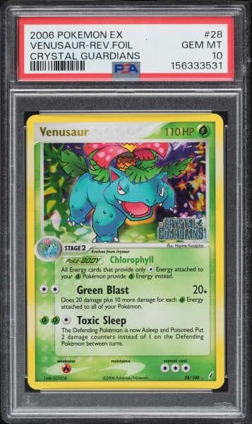 2006 Pokemon EX Crystal Guardians Reverse Holo Venusaur #28 PSA 10 GEM MINT