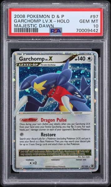 2008 Pokemon Diamond & Pearl Majestic Dawn Holo Garchomp LV.X #97 PSA 10 GEM MINT