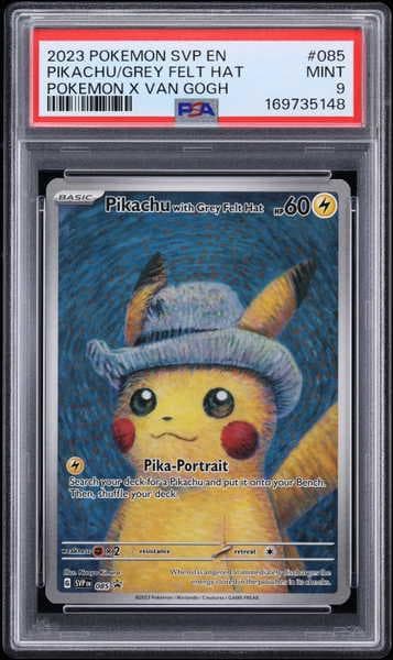 2023 Pokemon SV Promo Pokemon X Van Gogh Full Art Pikachu With Grey Felt Hat #085 PSA 9 MINT