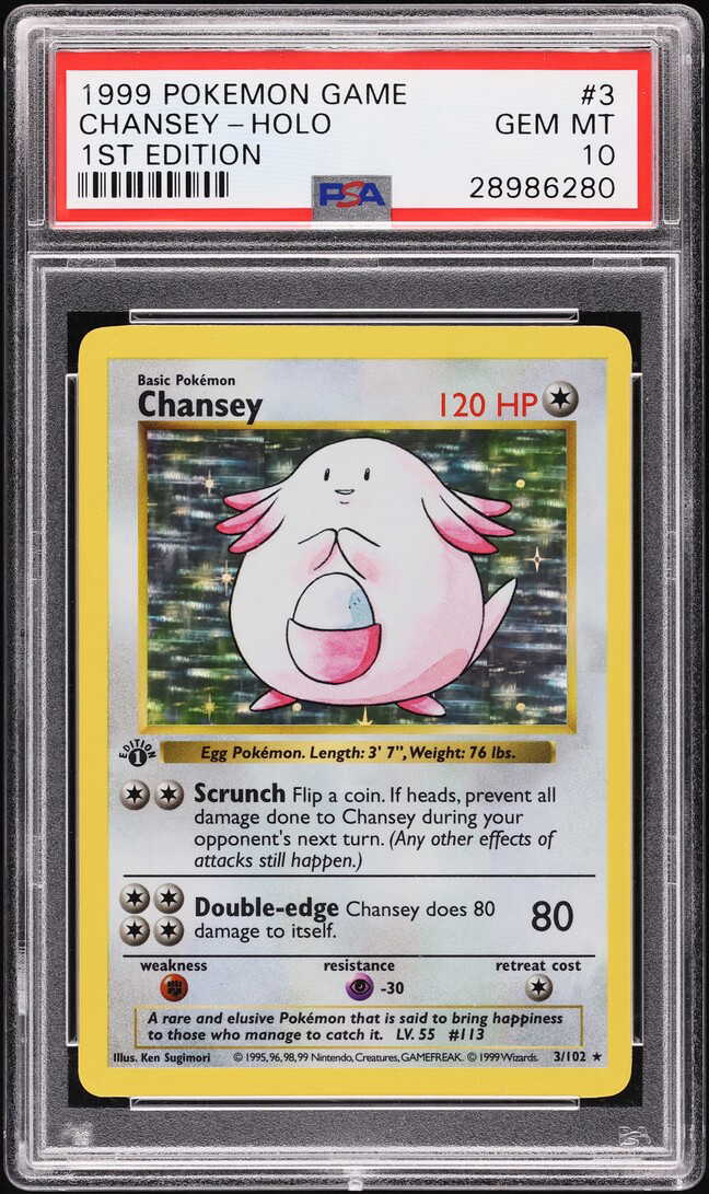 1999 Pokemon Base Set 1st Edition Holo Chansey #3