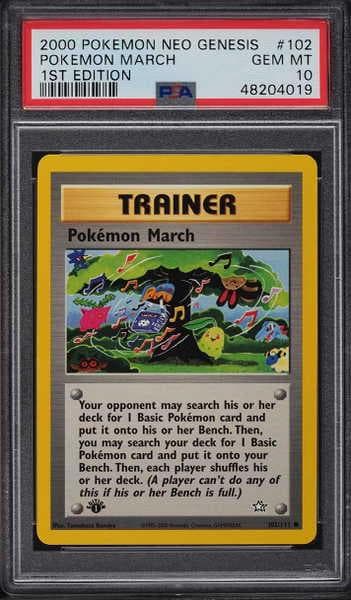 2000 Pokemon Neo Genesis 1st Edition March #102 PSA 10 GEM MINT
