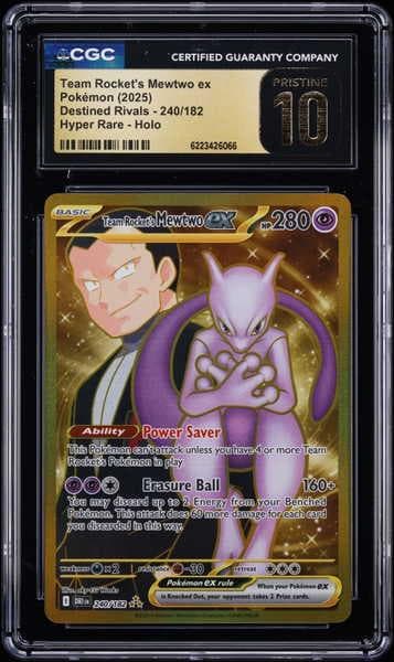 2025 Pokemon SV Destined Rivals Gold Rare Team Rocket's Mewtwo Ex #240 CGC 10 PRISTINE