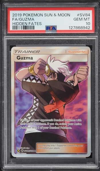 2019 Pokemon Sun & Moon Hidden Fates Full Art Guzma #SV84 PSA 10 GEM MINT