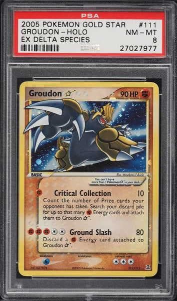 2005 Pokemon EX Delta Species Holo Groudon Gold Star #111 PSA 8 NM-MT