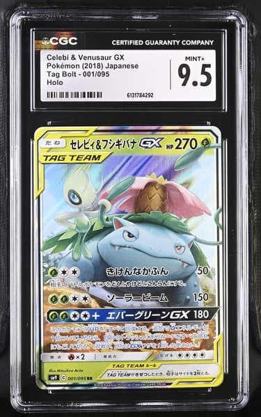 Celebi & Venusaur Gx 2018 Tag Bolt Holo #001 (CGC 9.5)