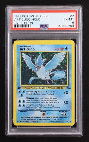 Articuno 1999 Pokemon Fossil 1st Edition #2 Holo (PSA 6)