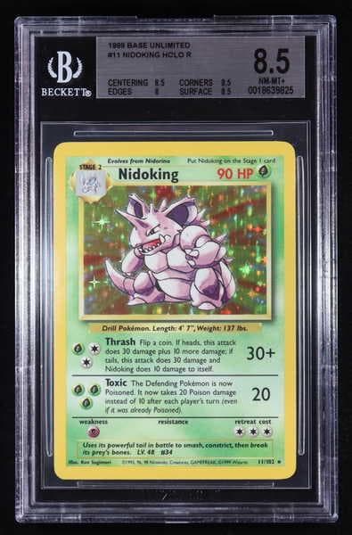 Nidoking 1999 Pokemon Base Unlimited #11 Holo (BGS 8.5)
