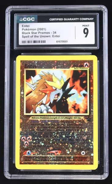 Entei 1999-03 Pokemon Wizards of the Coast Black Star Promos #34 Reverse Holo (CGC 9)