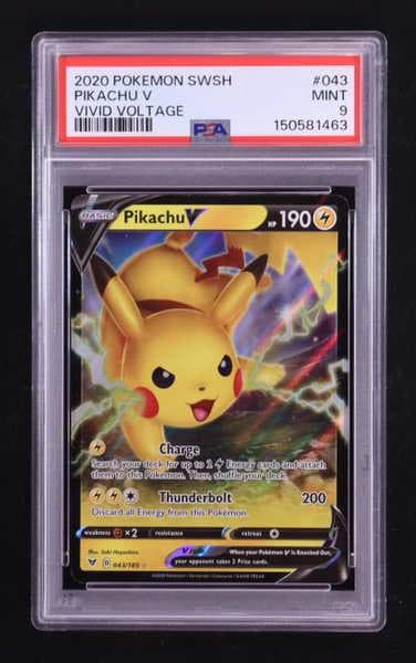 Pikachu V 2020 Pokemon TCG Sword & Shield Vivid Voltage #043 (PSA 9)