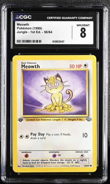 Meowth 1999 Jungle 1st Edition #56 (CGC 8)
